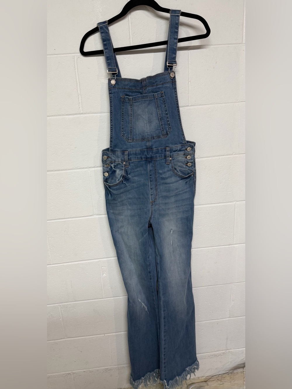 Women's Blue Denim Overalls bootcut distressed